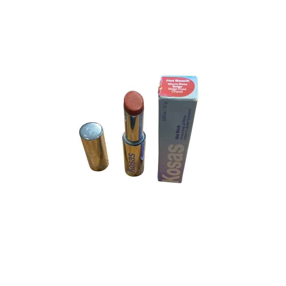 Kosas Wet Stick Moisturizing Lip Shine Hot Beach Warm Rosy‎ Beige 0.10 oz  READ